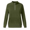 Women's Loose Fit Zip Up Sweatshirt Color Round Neck Long Sleeve Top