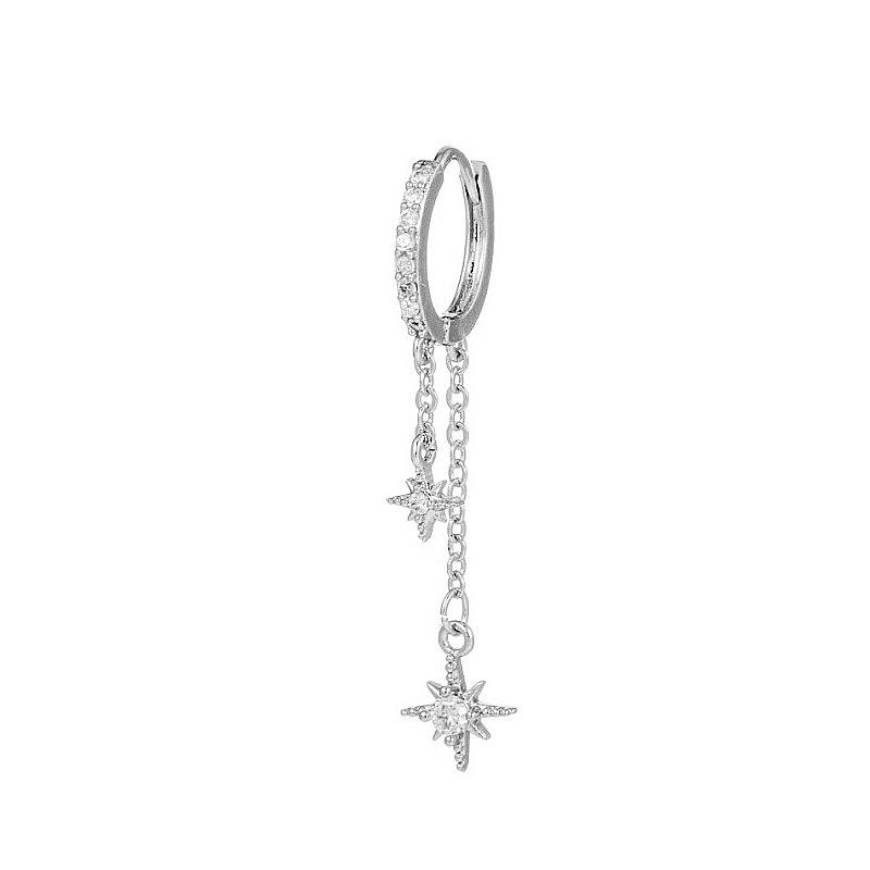 Fashionable Octagonal Zircon Tassel Earrings Suitable for Women Paired with Friend Gift Earrings Korean Jewelry