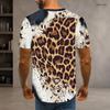 Men Plus Size Round Neck Short Sleeve T Shirt Classic Full Leopard Pattern Summer Hip Hop Casual Daily Tops