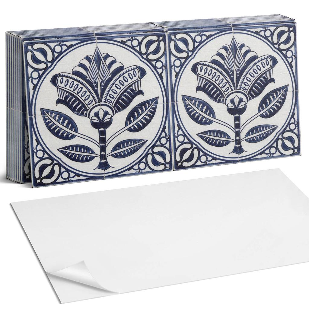 Package of Vinyl Tiles Easy Installation Floral Pattern Ceramic 10X40X20 Cm
