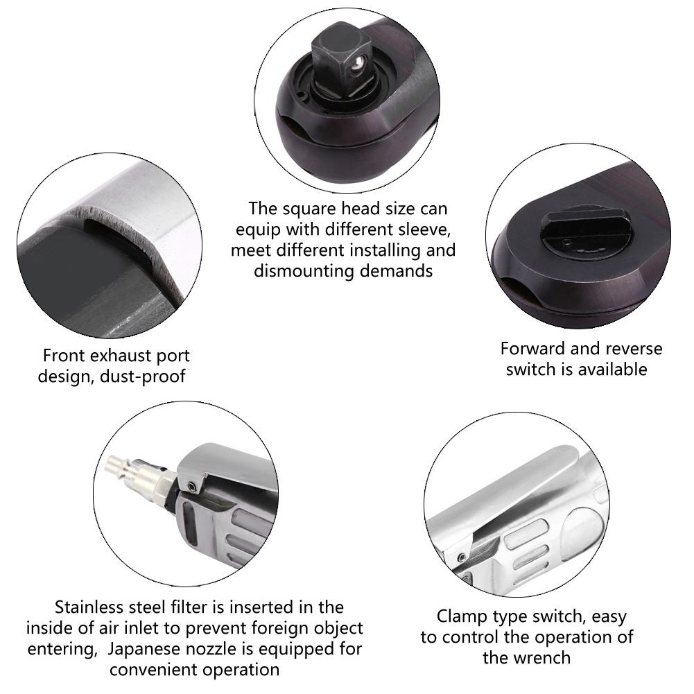 1 2  12.5mm Heavy Duty Air Ratchet Wrench Torsion Drive Spanner Pneumatic Auto Repairing Tool