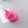Women Fascinator Hat Feather Mesh Imitation Pearls Decor Pillbox Hat Small Top Hat Daily Party Hair Accessory