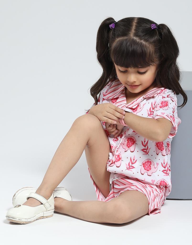 MONTE CARLO Girl's Regular Fit Printed Half Sleeve Short Set