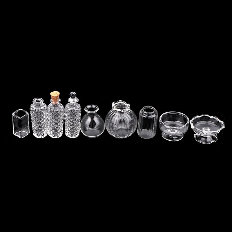 1:12 Dollhouse Miniature Glass Vase Dessert Cup Wine Bottle Wishing Bottle W/Corked Home Decor Toy Doll House Accessories