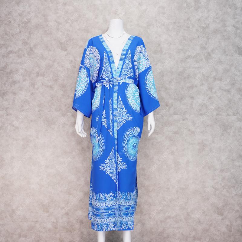 2020 Edolynsa Long Print Beach Cover up Pareos de Playa Mujer Beach Wear Plus size Bikini Cover up