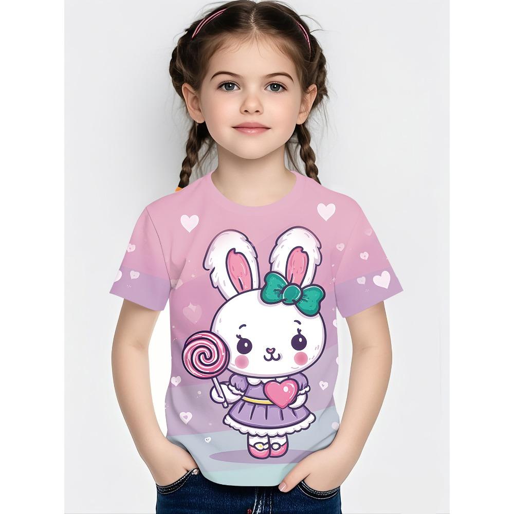 summer Fashionable Comfortable Soft Children's Top Cartoon Animal Series 3d Round Neck Short Sleeve Leisure versatile Children's T-shirt