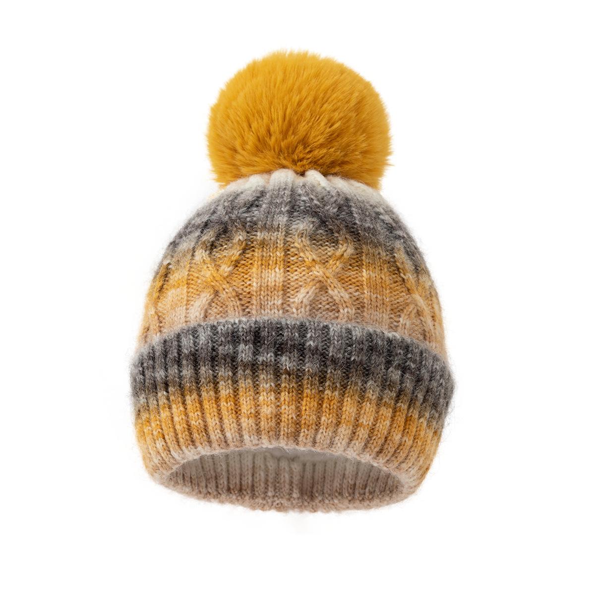 Cute Dopamine Hairball Warm Hat Cold And Windproof Fleece Knitted Winter Versatile Knitted Hat One size fits all [knitted]