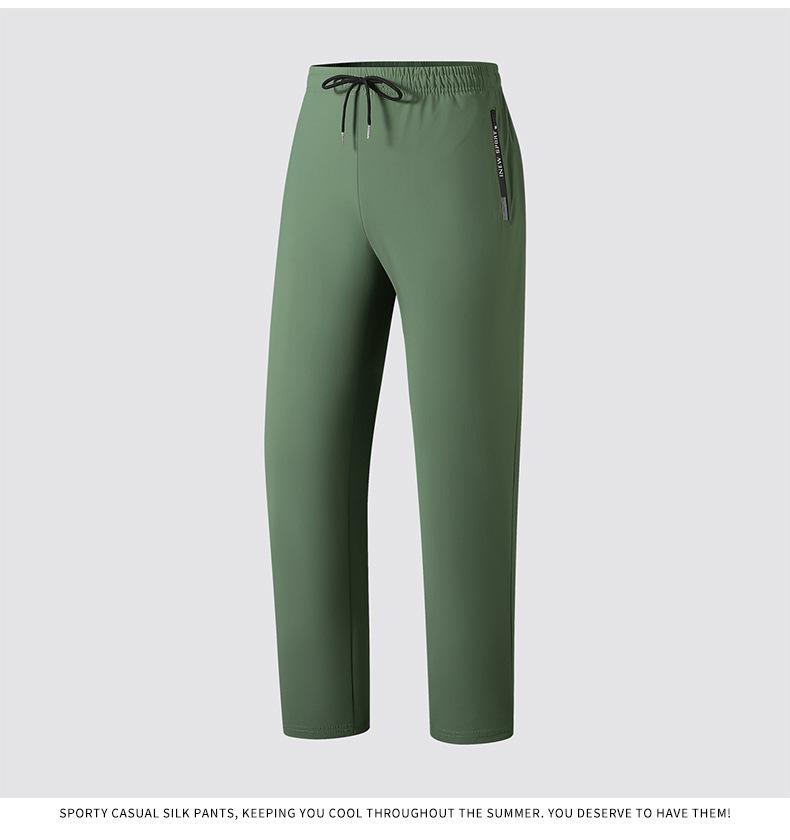 Black Quick-Drying Ice Silk Joggers: Summer Thin, Loose, High-Stretch, Plus Size Casual Sports Pants