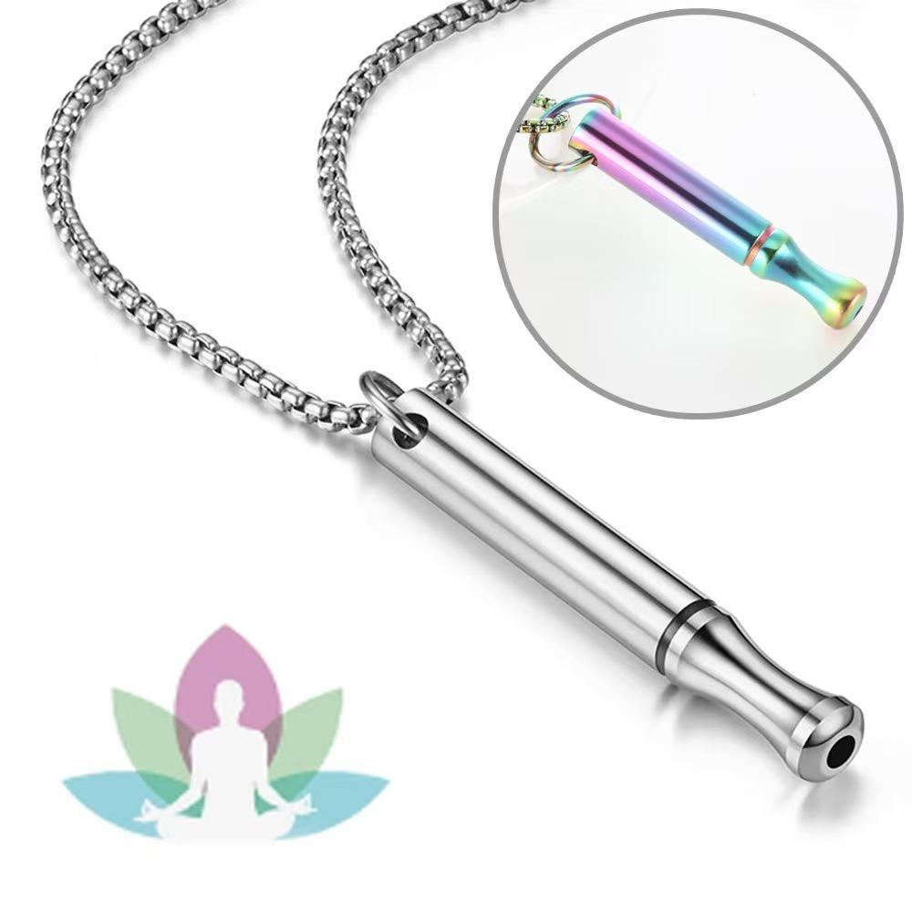 Simple Regulate Breathing Stainless Steel Whistle Pendant Necklace for Men Women Stress Relief Anxiety Meditation Jewelry Gifts
