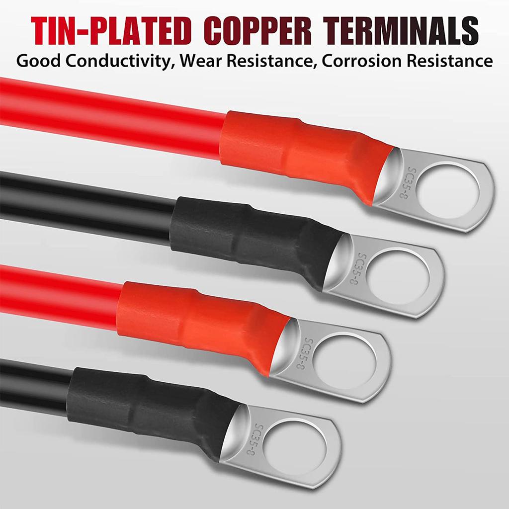 Soft Silicone Battery Cable Set 2AWG  2Tin-plated Copper Connection Wire Waterproof Flexible for Car/Inverter/UPS