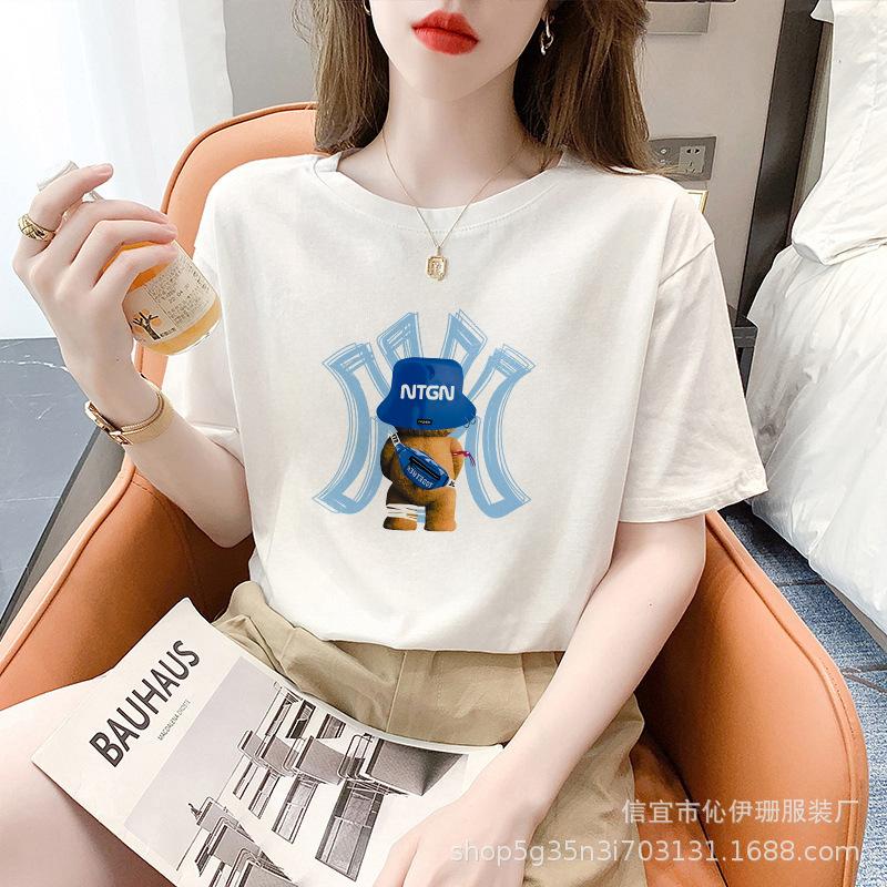 Cotton White Short Sleeve T-shirt Women's Summer Fashion Brand Loose T-shirt Top