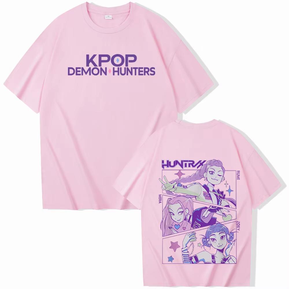 Kpop Demon Hunters 2025 Hot Anime Print Cotton T-shirt For Men Harajuku Summer Short Sleeve Tees Casual Streetwear Unisex Tops