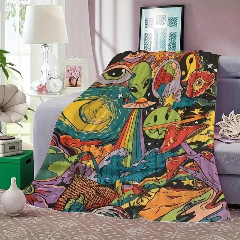 Cobertor Extravagante De Ovni E Flanela Com Tema Espacial - S