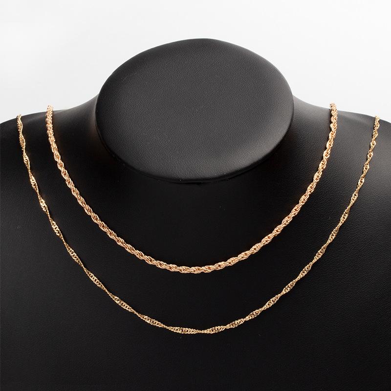 Sweater Necklace  European and American Autumn and Winter Jewelry Women's Gold-plated Thick Line Celebrity Street Shooting Fashion Stacked Necklace
