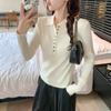 Korean Style Women's Polo Neck Knitwear: 2026 Autumn/Winter New Arrival Slim Fit Long Sleeve Pullover Sweater