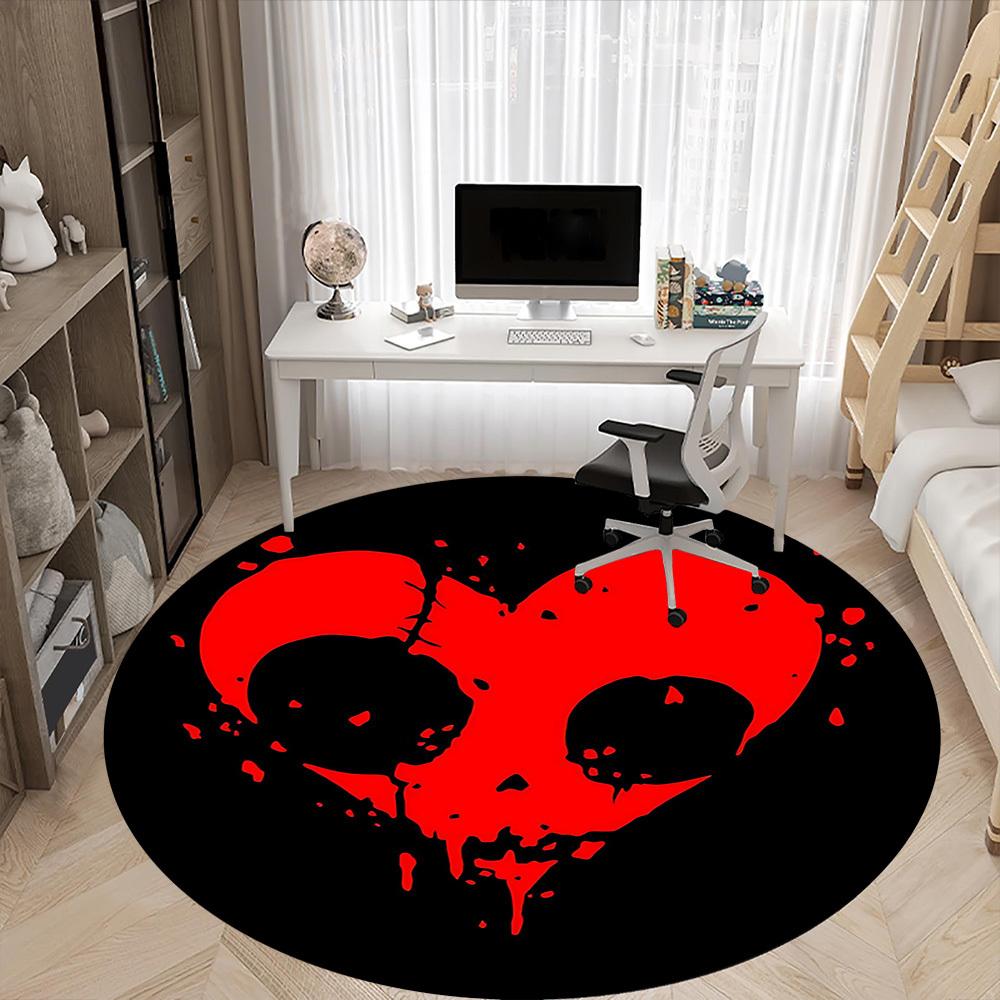 1pc Blood Heart Office Round Area Rug, Indoor Mat Suitable ForOffice, Under Office Chairs Bedroom Living Room Home Decor, Room Deco T211