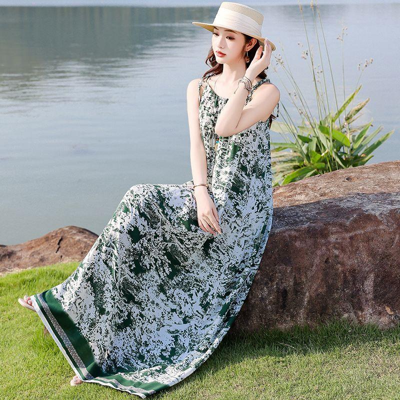 Fashion Floral Sleeveless Cotton Maxi Dress Summer Boho Style Casual Wear for Women