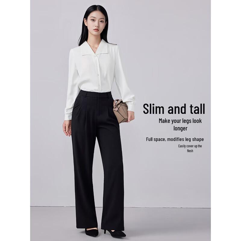 Tluoman Women's Black Straight-Leg Suit Pants