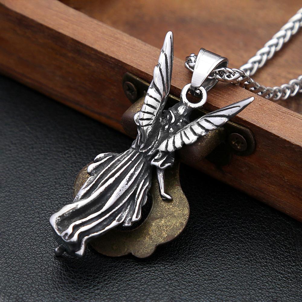 Classic Angel Statue of Liberty Pendant Necklace 316L Stainless Steel Chains For Men Women Powerful Amulet Jewelry Gifts