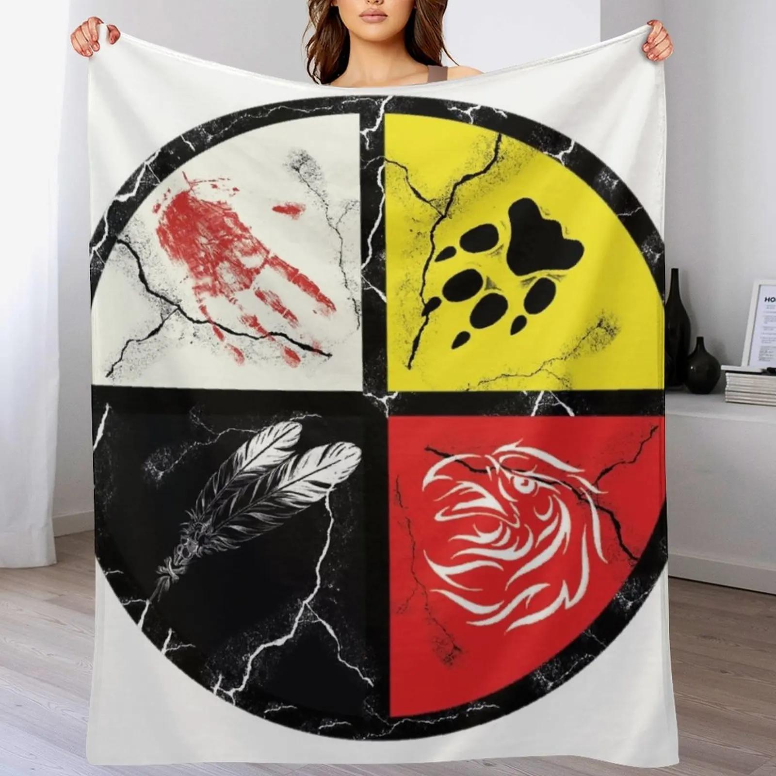 Native Americanmedicine wheel Throw Blanket Cozy Home Blanket Gift for Christmas Holiday 102x76cm(40x30in)