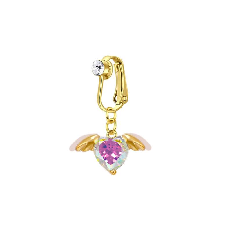 Clip On Belly Button Ring Butterfly Zircon Heart Fake Belly Piercing Umbilical Navel Body Jewelry Trendy Fashion Navel Clip A16