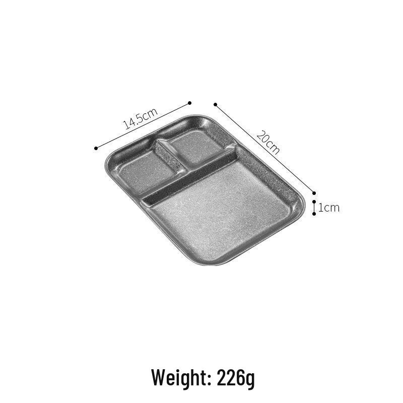 ZISIZ Commercial 3-Compartment Stainless Steel Dipping Sauce Plate Set