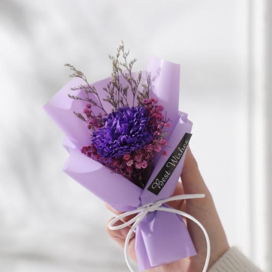 Mini Artificial Soap Flower Bouquet Faux Carnation/Sunflower Baby Breath Flower Arrangement Valentine's Day Gifts for Women Best Friend Girlfriend