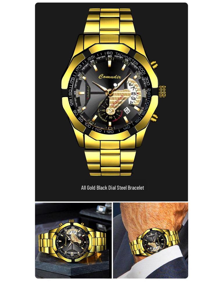 Men's Luminous Waterproof Automatic Calendar Watch with Large Dial