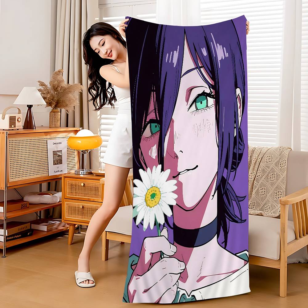 reze chainsaw man Anime Beach Swimming Towel Soft Absorbent Washcloth Children's Gifts for Kids Travel Camping Gym