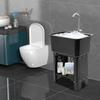 Freestanding Utility Sink with Faucet, Storage Shelf & 360° Adjustable Spout - Black PP Modern Laundry Tub, Single Hole Faucet
