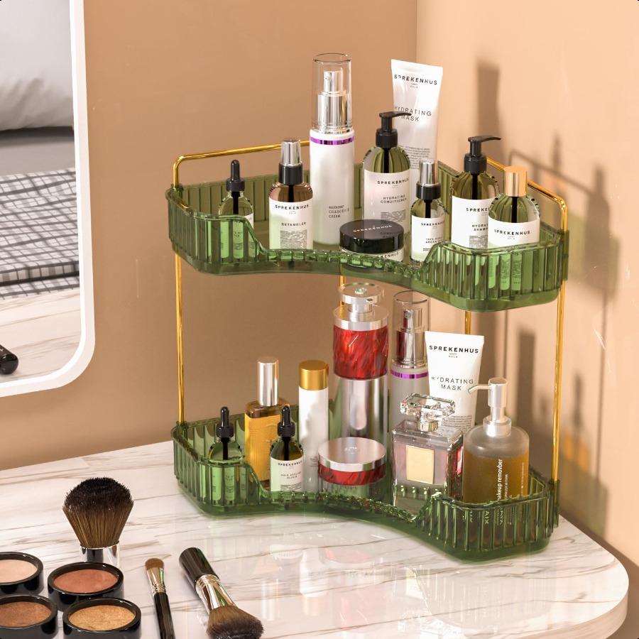 

2 Tier Bathroom Counter Organizer MultiFunction Corner Bathroom Organizer Countertop Makeup Organizer Perfume for Dresser Vanit United States