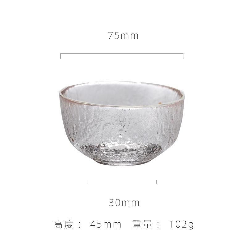 Japanischer hitzebeständiger Glas-Teetasse Kreativ Mini Gehämmert Goldrand Kung Fu Teeschale Teetassen Haushalt Wasserbecher