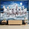 Pferde laufen am Fluss, Wandteppich, Wandbehang, Boho, ästhetisches Zimmer, Schlafzimmer, Wohnzimmer, Dekor, Hintergrundstoff