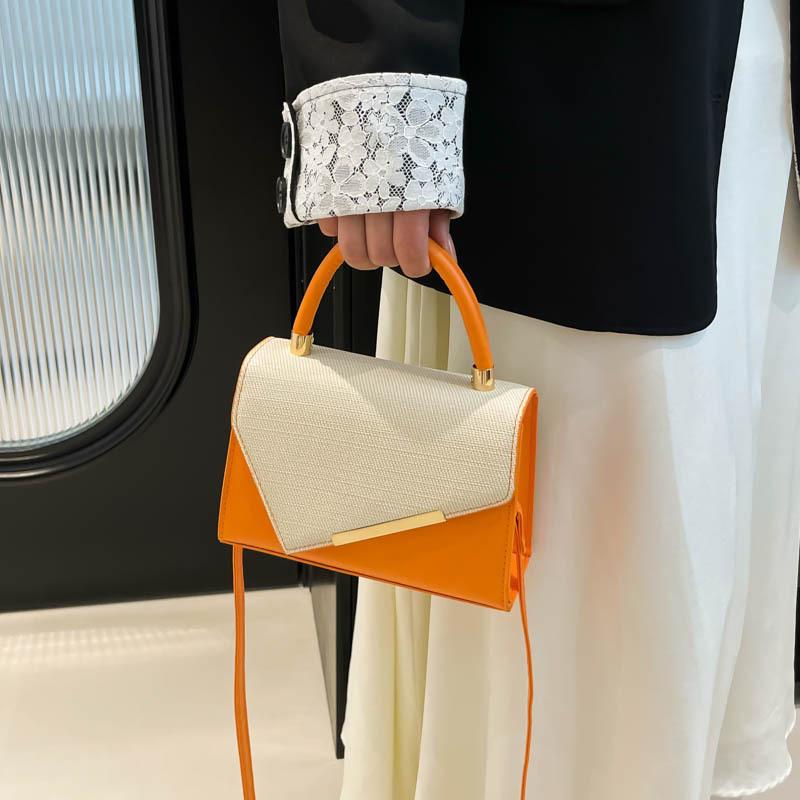 Light Luxury Hand-held Small Square Bag for Women, New Fashiable and Versatile Spliced Shoulder Bag, Stylish Crossbody Bags