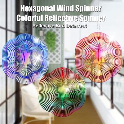 Hexagon 3D Farm Wind Spinner Bird Reflector Garden Ιδιαίτερα ανακλαστικός εσωτερικός εξωτερικός πολύχρωμος κήπος κρεμαστός κουδούνι για πτηνά