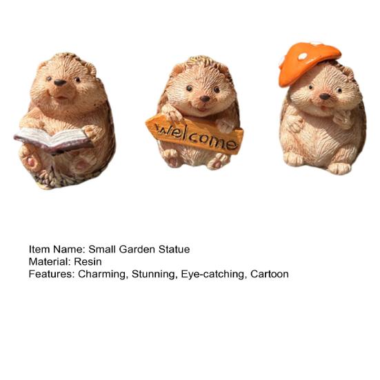Resin Animal Garden Statue Cartoon Bunny Turtle Hedgehog Figurine for Fairy Garden Yard Lawn Indoor Outdoor Decor