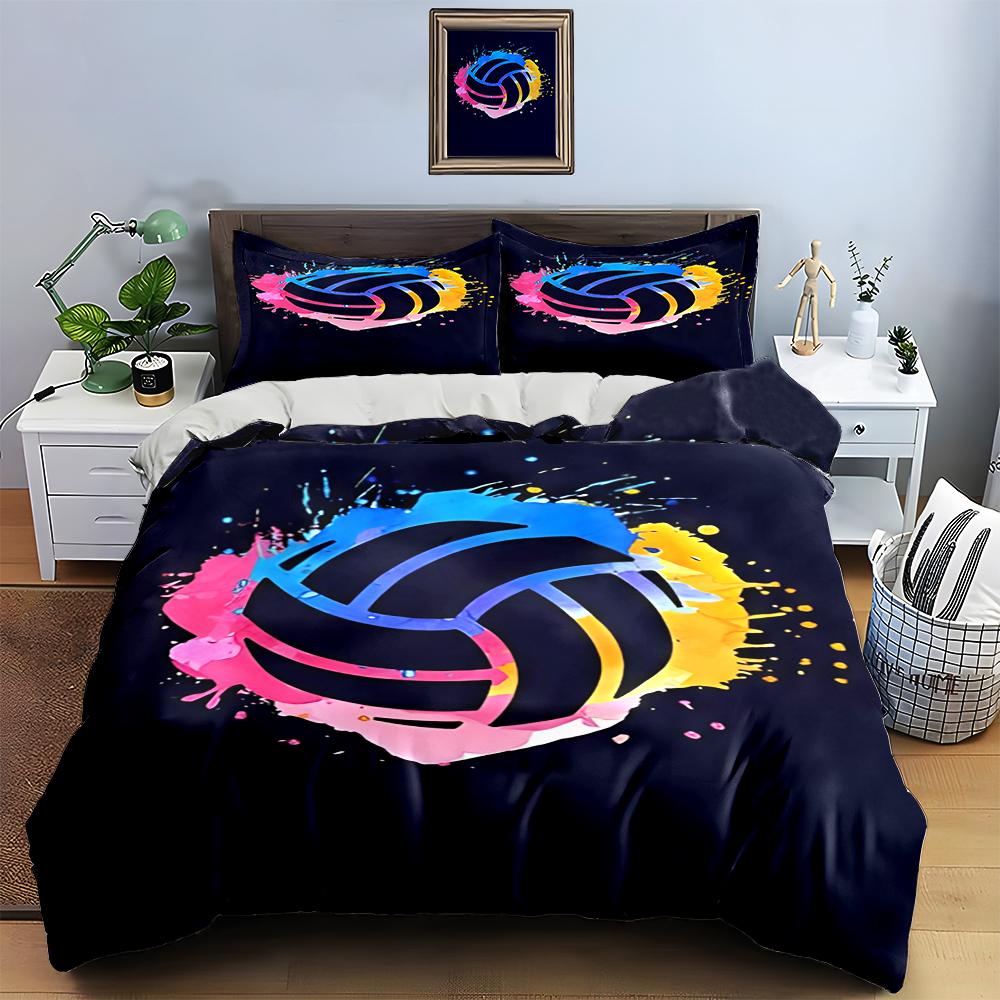 Colorful splash volleyball Bedding Duvet cover sets Duvet covers Pillowcases gifts (1 * Duvet Cover 2 * Pillowcases, without duvet insert)