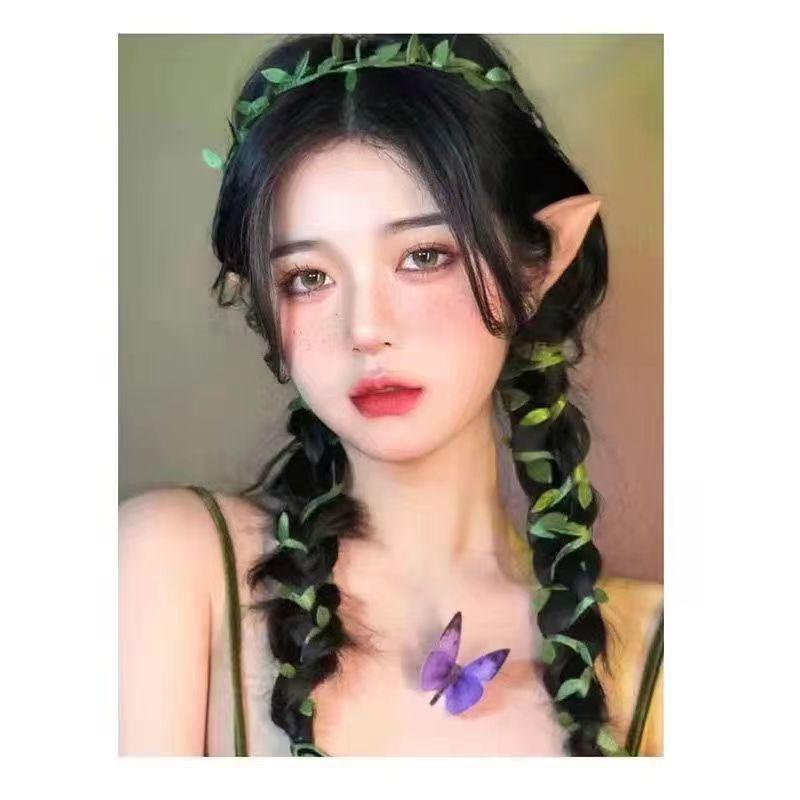 1PC Simulation Vine Hair Accessories Wreath Small Daisy Headdress Headband Wedding Flower Girl Mori Vine Streamer Braided Hair Band