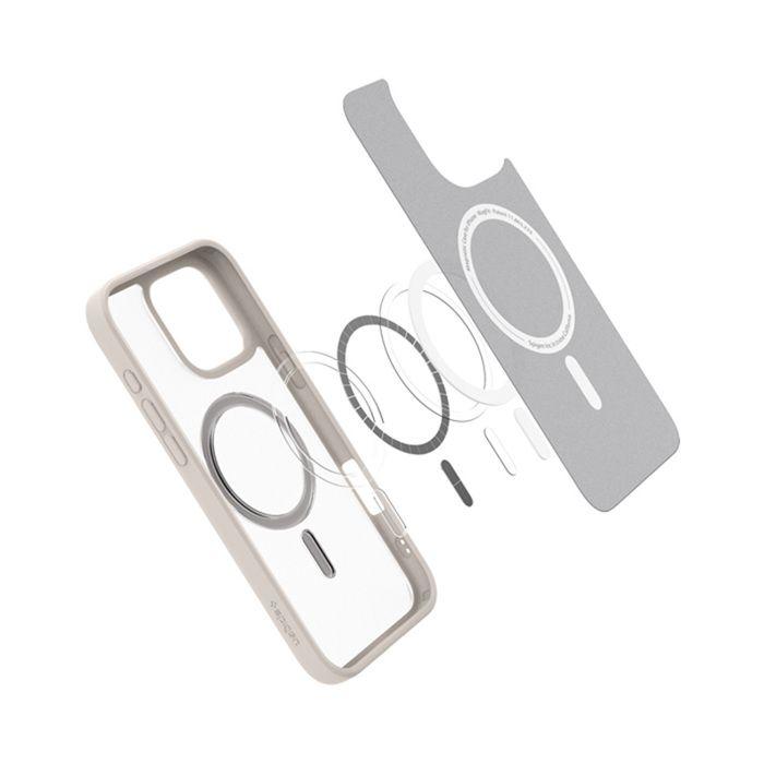 Coque spigen ultra hybrid magsafe pour iphone 16 pro max - frost natural titanium