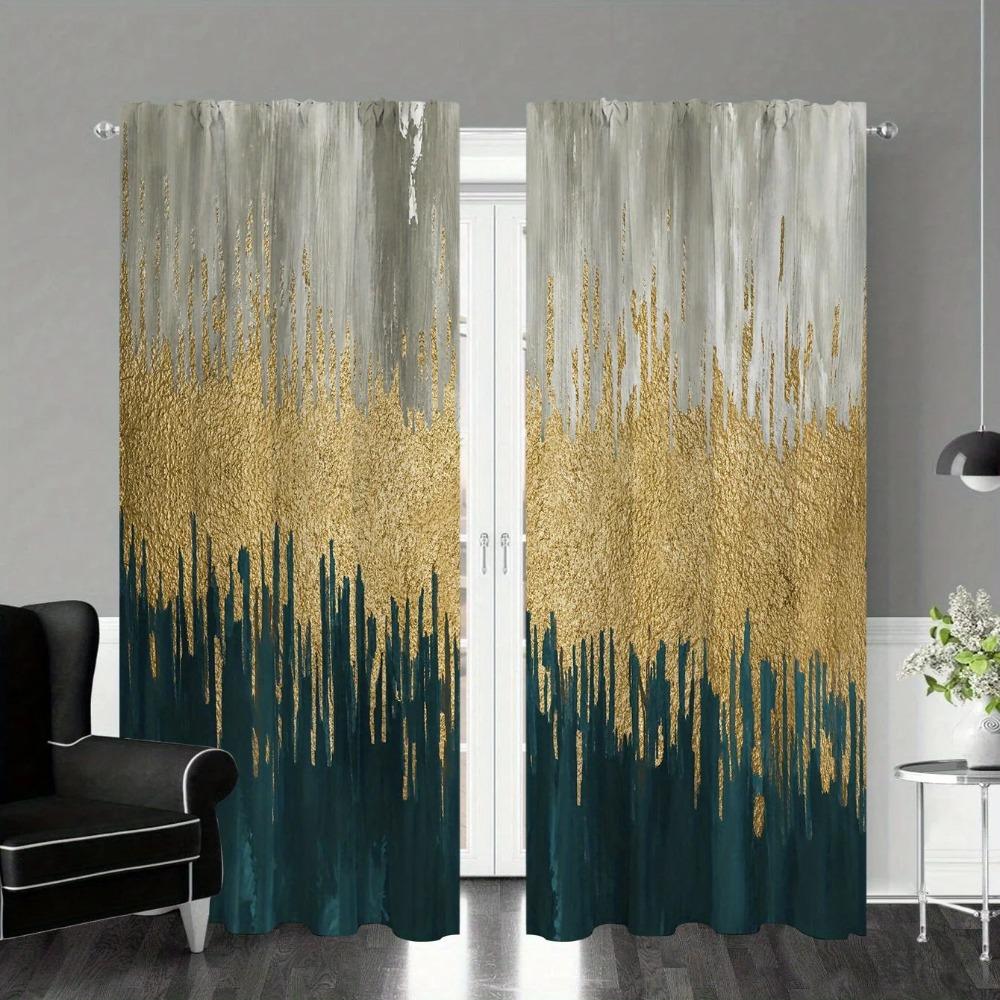 2 Stück Rot Schwarz Farbverlauf Streifen Design Bedruckter Fenstervorhang Für Schlafzimmer, Büro, Küche, Wohnzimmer, Arbeitszimmer Stangentasche Fenster