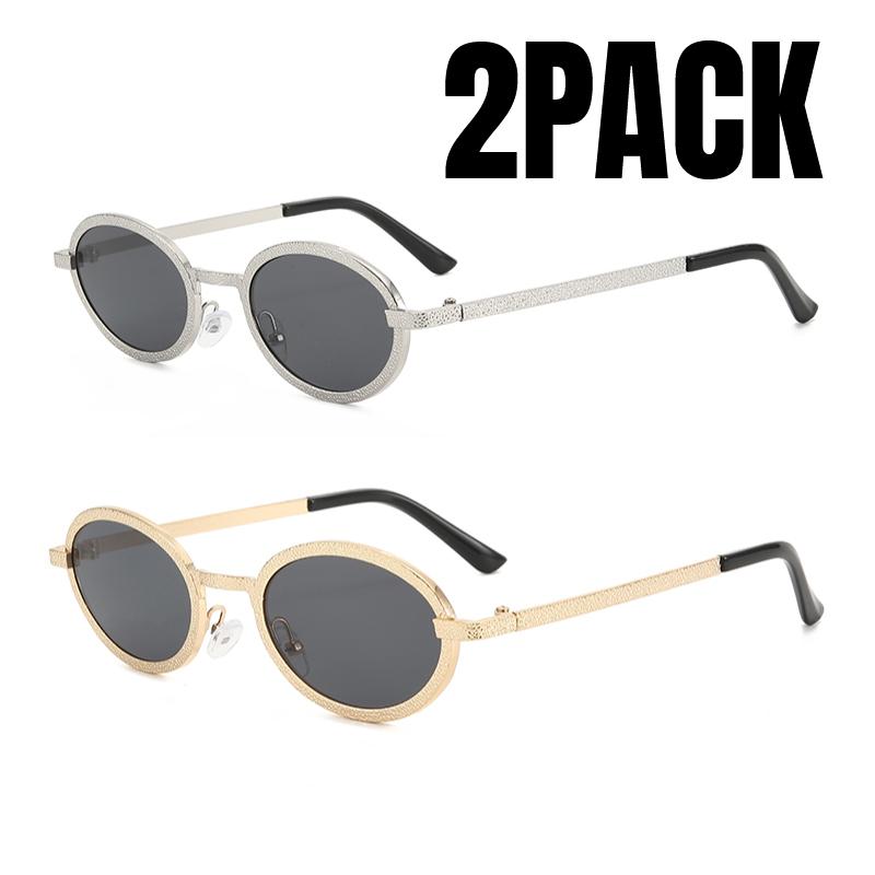 2PACK New Retro Oval Sunglasses for Ladies Fashion Small Metal Frame Sunglasses Women Classic Brand Shades Trends Summer Unique