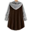 Women's Fashionable Warm Fleece Solid Color Patchwork Hoodie Casual Jacket