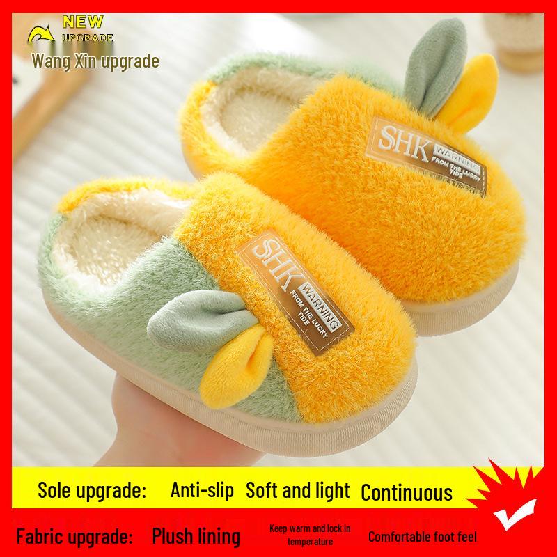 Kinder Süße Cartoon Baumwoll Hausschuhe mit Fleece Futter, Weiche Sohle, Verdickt für Zuhause, Jungen & Mädchen, Kleine bis Mittlere Größe.