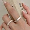 Korean Stylish Inspired Adjustable Pearl And Silver Ring For Women Modern Fashion 2023 Jewelry