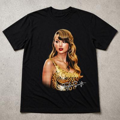 Taylor Swift Gold Dress T Shirt Pop Singer Graphic Tee Adults Kids Gift
