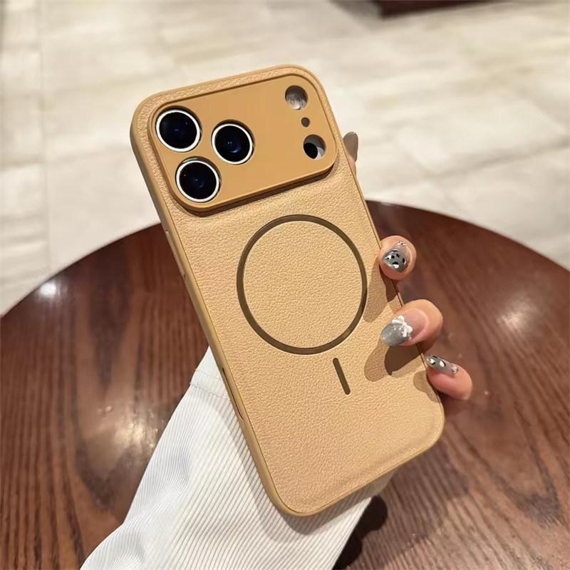 For Magsafe Candy Color Litchi Texture Leather Magnetic Case for iPhone 17 Air 16 15 14 Plus 13 12 11 Pro Max Shockproof Cover
