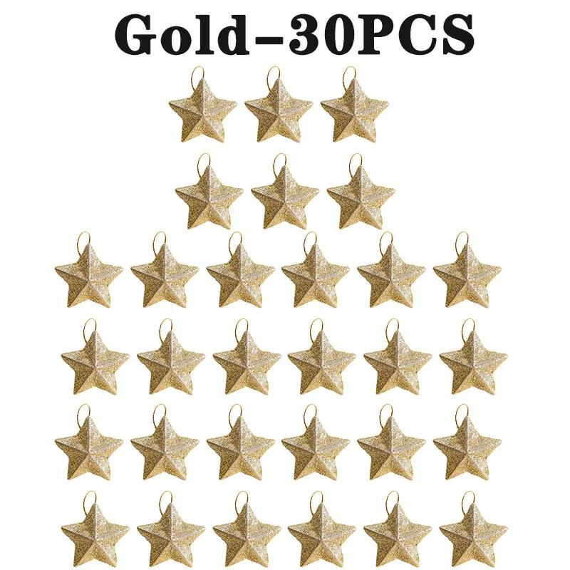 Guldglitter Stjärnprydnader Julgran Hängande Hänge 2025 Juldekorationer för Hemmet Navidad Nyårsfest DIY-gåva