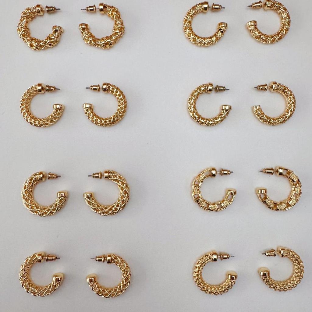 Cross Hollow Woven Twist Hoop Earrings - Simple, Versatile C-Shaped Fashion Studs