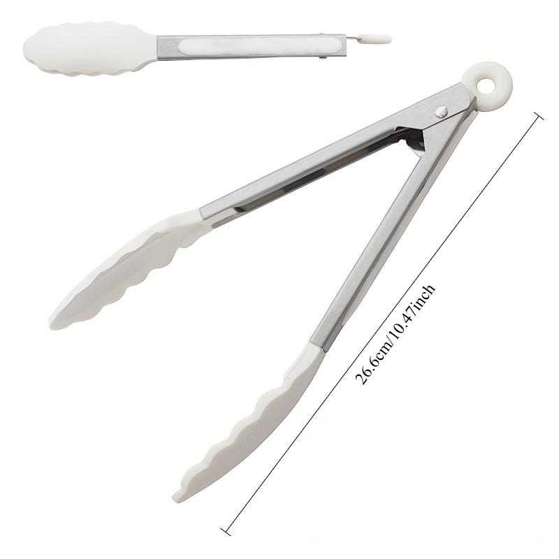 11-Zoll Silikon-Lebensmittelzange Küche Hitzebeständig Edelstahl BBQ-Zange Grill Lebensmittelqualität Silikonspitze Anti-Rutsch Lebensmittelzange