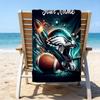 1pc Fashion Cool Eagle Logo1 Beach Towel with Custom Name, Beach/Swimming/Bath/Picnic/Camping Towel, Suitable for Seaside Beaches